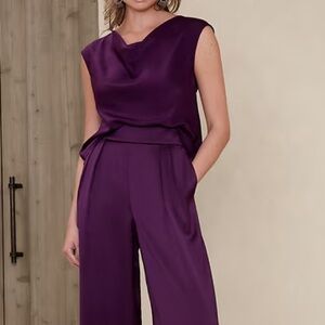 Banana Republic Purple Silky Cowl Neck Tank Top